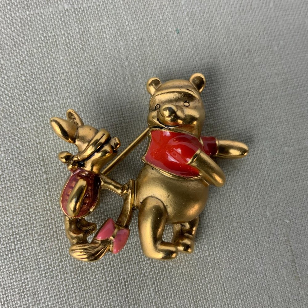 Vintage  Disney Winnie The Pooh  And Piglet Brooch Pin - Picture 7 of 15